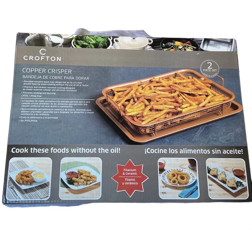 Crofton Copper Crisper Nonstick Basket & Cookie Sheet Two Piece Set - Picture 1 of 9